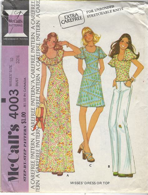 Uncut Vintage Mccalls Sewing Pattern 4003 Vintage 1970s 1974 Etsy