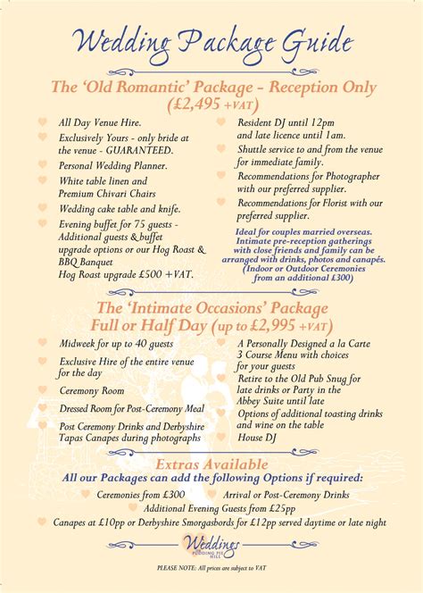 wedding package suggestions weddings  pudding pie hill