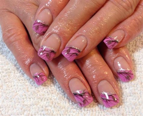 Pink Camo Acrylic Nail Tips