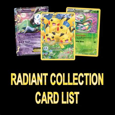 Radiant Collection Card List Coded Yellow