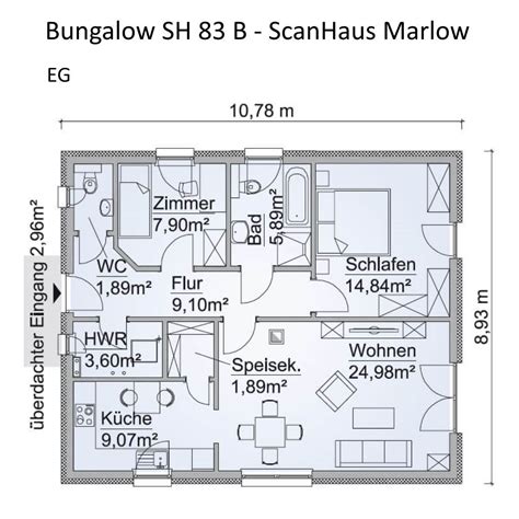 Moderner Bungalow Haus Grundriss Erdgeschoss Rechteckig Zimmer