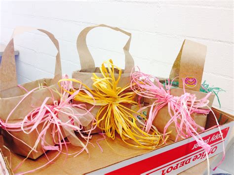 Easter baskets made from brown lunch bags