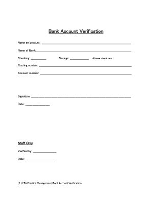 Fillable Online Bank Account Verification Form Oregoncpascom Fax