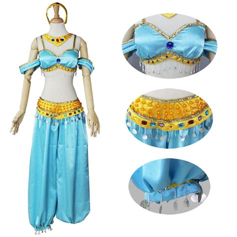 Cosplaydiy Womens Outfit Aladdin Jasmine Outfit Costume Sexy Fantasy