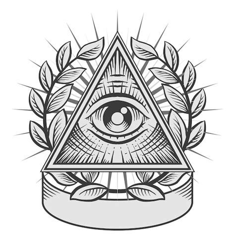 El ojo que todo lo ve ilustración en blanco y negro Vector Premium