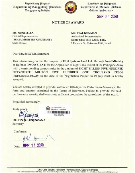 The Rhk Philippine Defense Updates Notice Of Award Released To