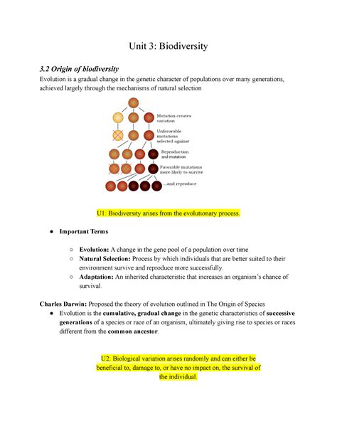 Unit Biodiversity Lecture Notes Unit Biodiversity Origin Of