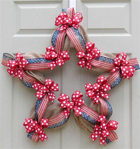 A Star Shaped Wreath With Simple Accents Of Poly Burlap Stars And