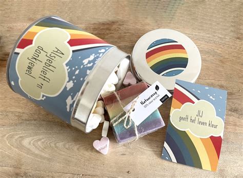 Wasblik Groot Stroopwafelblik Regenboog Kleur En Kado