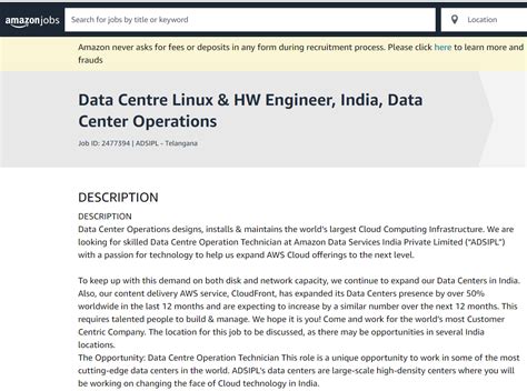 Amazon Freshers Recruitment For Data Centre Linux Hw Engineer