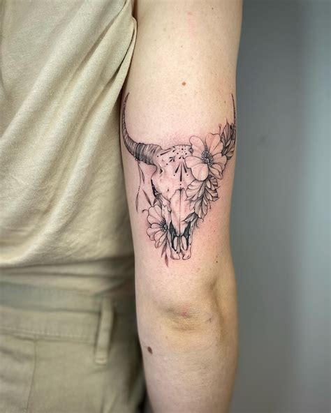 Share More Than Feminine Bull Skull Tattoo With Flowers Best In