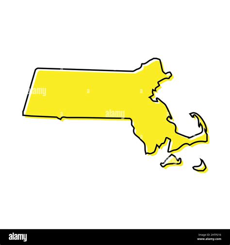 Simple Outline Map Of Massachusetts Is A State Of United States Stylized Minimal Line Design