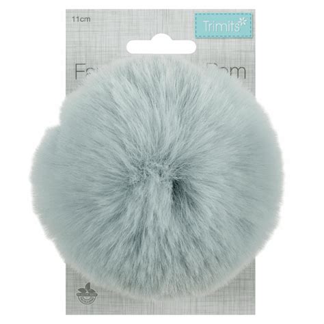 Trimits Faux Fur Pom Pom Light Blue 11cm Truro Wool