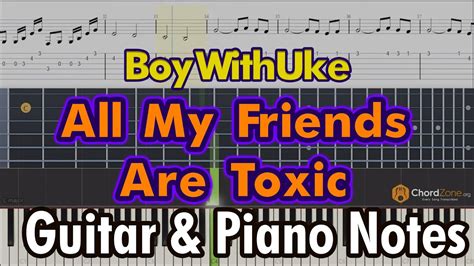 Toxic BoyWithUke Guitar Tab And Piano Note Tutorial Easy