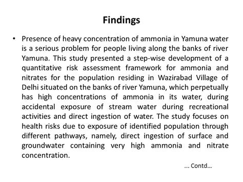 Term Paper Cel 899 Human Health Risk Assessment Of Ammonia In Yamuna