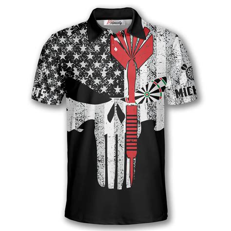 Darts Punisher Skull Custom Polo Shirts For Men Primesty