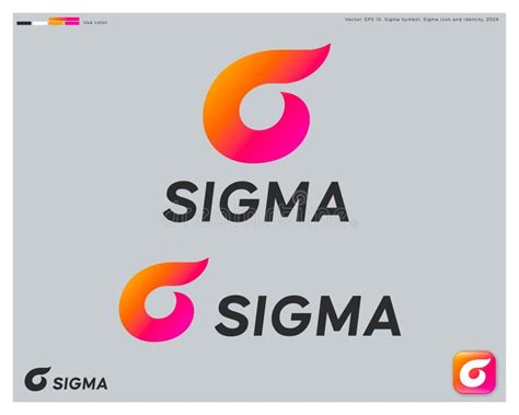 Sigma Logo Monogram Pink Yellow Greek Letter Sigma As Free Shape Stock Illustration