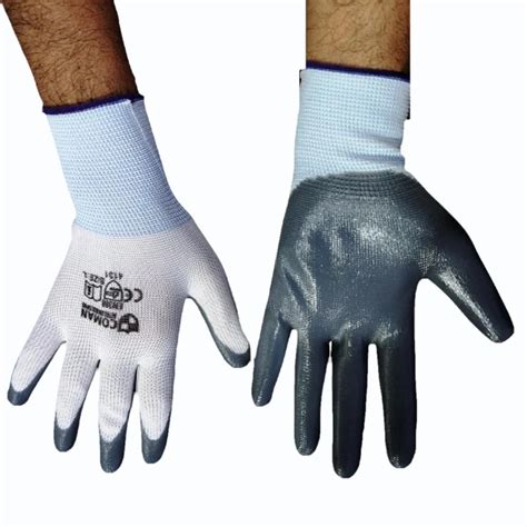 Ce Coman White Grey Nitrile Gloves Safety Size Inches At Rs Pair