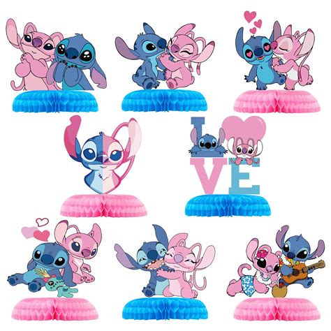 Buy 8pcs Stitch And Angel Gender Reveal Birthday Party Supplies Lilo And Stitch Honeycomb