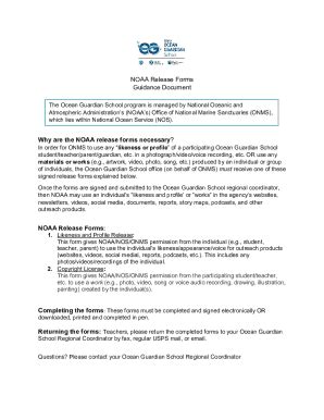 Fillable Online Sanctuaries Noaa Noaa Release Forms Guidance Document