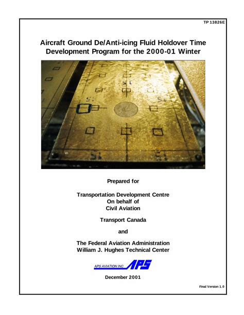 Pdf Aircraft Ground De Anti Icing Fluid Holdover Time Aircraft