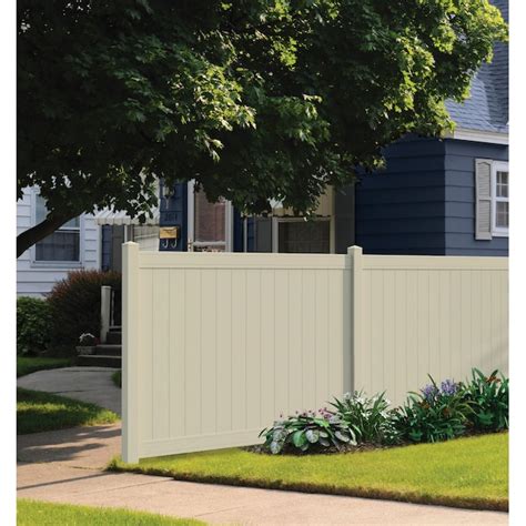 Outdoor Essentials Lakewood 6 Ft H X 8 Ft W Tan Privacy Vinyl Flat Top