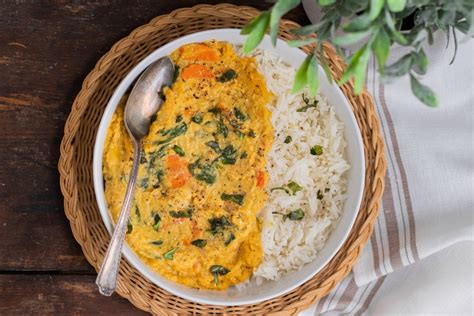 Pumpkin Coral Lentil And Coconut Milk Curry With Ricotta Cheese
