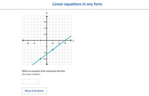 Write An Equation That Represents The Line Use Exact Numbers