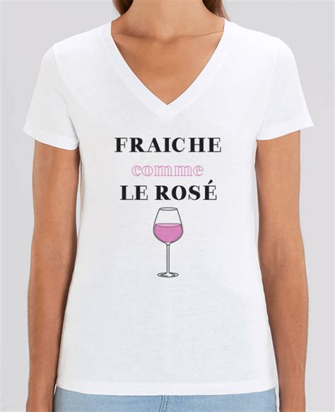 Tee Shirt Femme Col V Stella EVOKER Fraiche comme le rosé Coton BIO