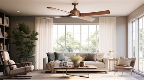 Premium AI Image | A photo of a stylish ceiling fan in a living room