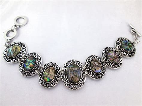 Oval Link Abalone Shell Bracelet For Woman Paua Shell Jewelry