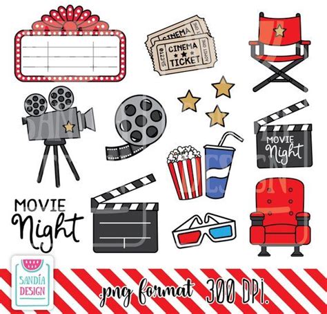 16 Doodle Movie Night Clipart. Movie Time Clipart. Personal and Commercial Use. - Etsy | About ...