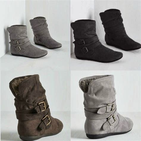 Womens Flat Suede Slouch Low Heel Wedge Ankle Boots Ladies Shoes Buckle