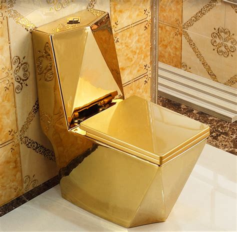 Angular Plain Gold Toilet - Royal Toiletry Global