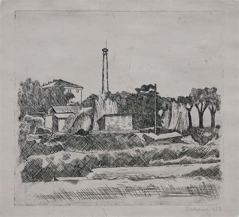 Giorgio Morandi Paesaggio Con Ciminiera Sobborghi Di Bologna 1928