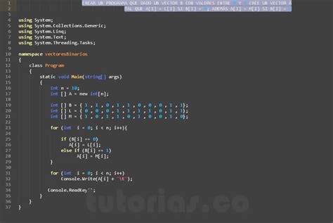 Arrays VisualStudio C Vectores Binarios Tutorias Co