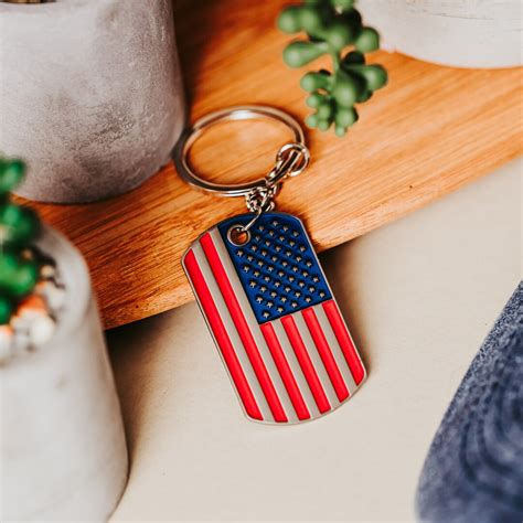 US American Flag Keychain Patriotic USA Flag Keyring American Flag