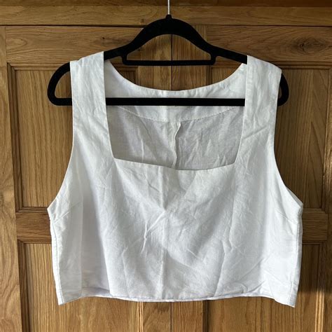 Nude Lucy Crop Top Linen Cotton Blendflattering Depop