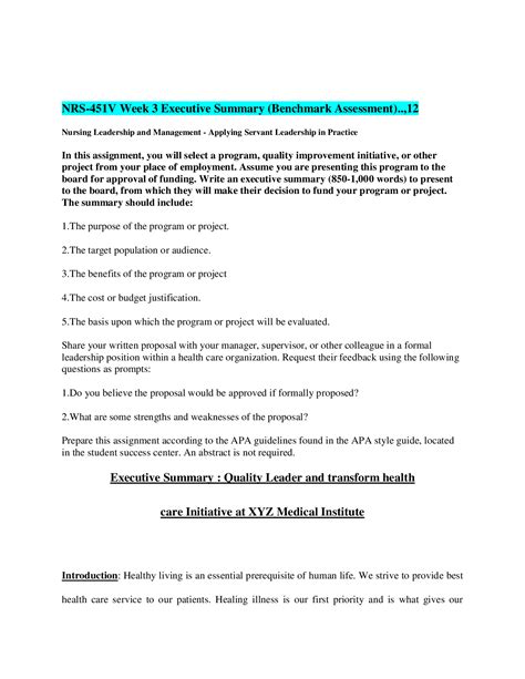 Fabulous How To Write An Executive Summary For Nursing A Short Recommendation Report