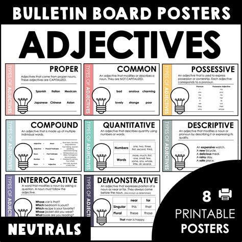 This ADJECTIVE Poster Set Provides A Great Visual For Each Type Of