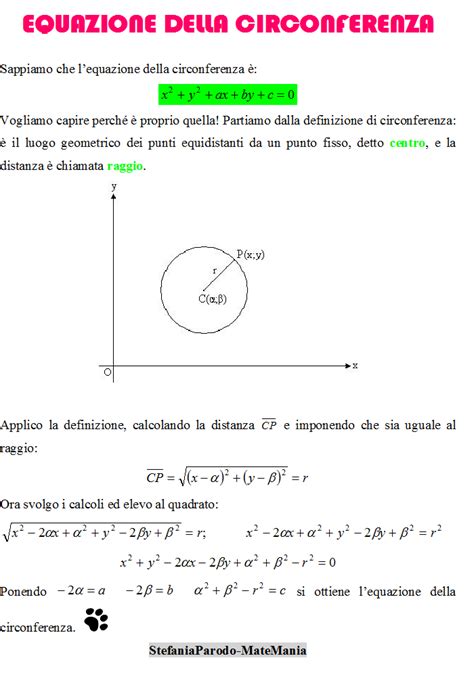Matemania Equazione Della Circonferenza