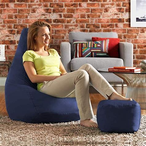 Bean Bag Bazaar High Back Chair And Footstool Combo 65cm X 87cm