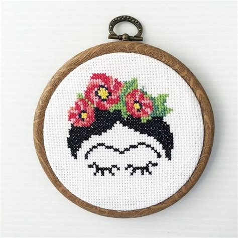 Frida Cross Stitch Kit Floral Cross Stitch Kit Frida Bordado Etsy En