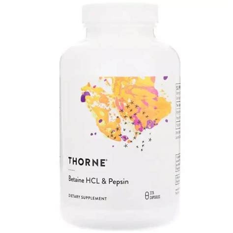 Бетаин HCL и Пепсин Thorne Research, 225 капсул - заказать с доставкой ...