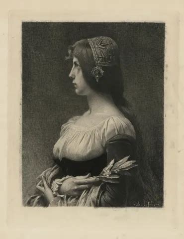 Portrait de femme de profil Leonora d Este d après Jules Joseph