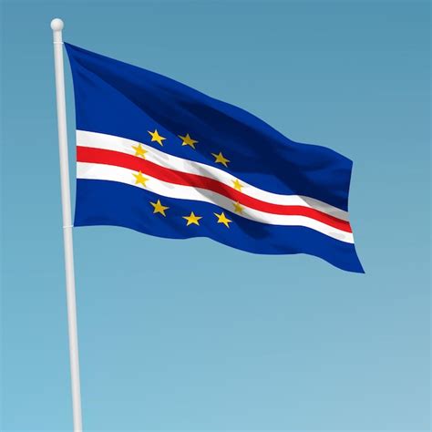 Bandeira De Cabo Verde No Mastro De Bandeira Modelo Para O Dia Da