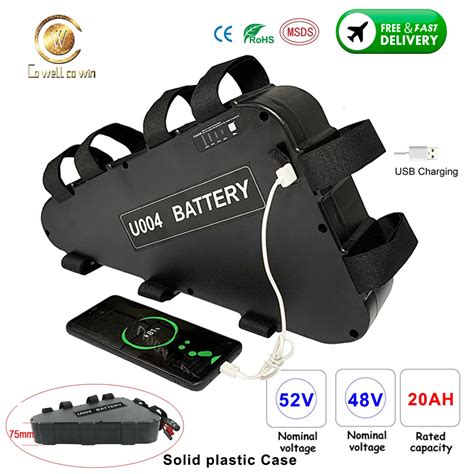 48v Ebike Batteries 52v 20ah Triangle Electric Bicycle Battery 18650 Lithium Electric Bike