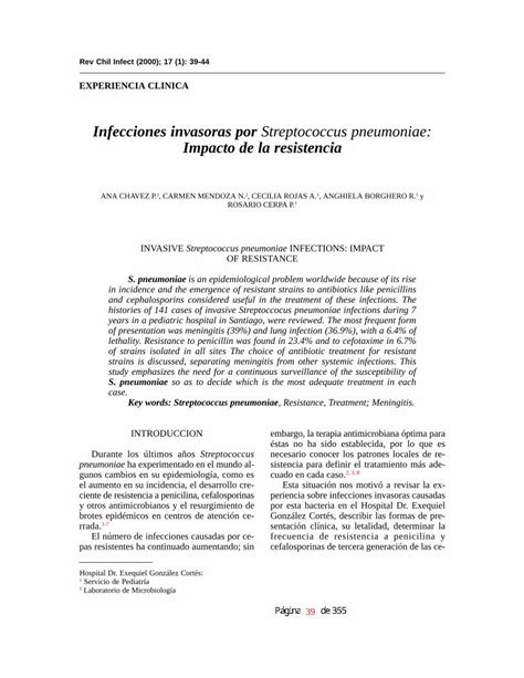 Pdf Infecciones Invasoras Por Streptococcus Pneumoniae