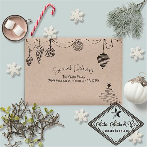 Christmas Envelope Template Modern Calligraphy Contemporary Rustic INSTANT DOWNLOAD PDF - Etsy