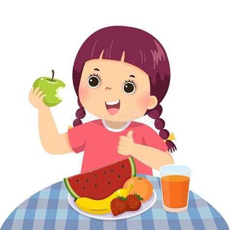 Caricatura De Un Niño Comiendo Ensalada De Verduras Frescas Y Mostrando